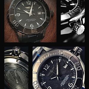 Invicta Swiss Made Quartz 0472 Ocean Ghost Black Meteorite Dial 46mm